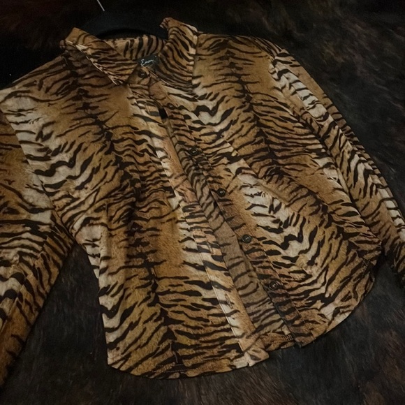 Brown and black zebra style sheer longsleeve - Picture 1 of 3